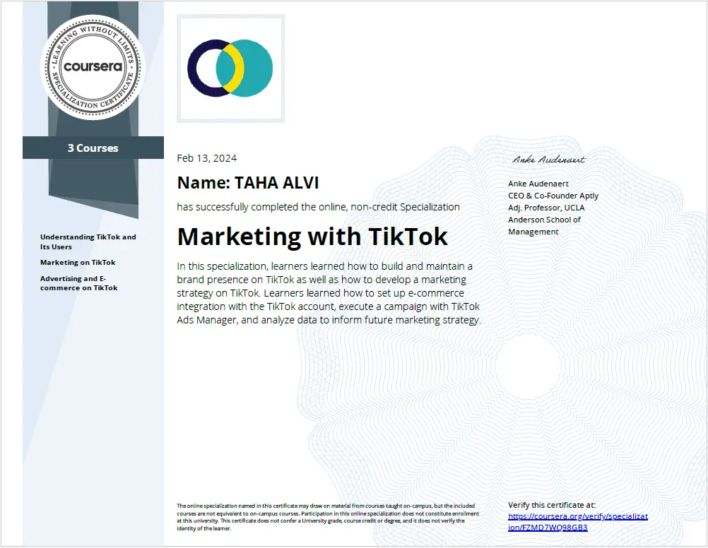 Marketing with TikTok Specialization